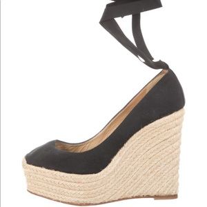SOLD Black ChristianLouboutin platform espadrille wedge